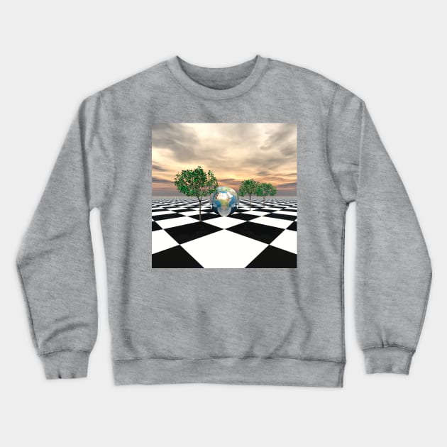 Checker Trees Crewneck Sweatshirt by perkinsdesigns